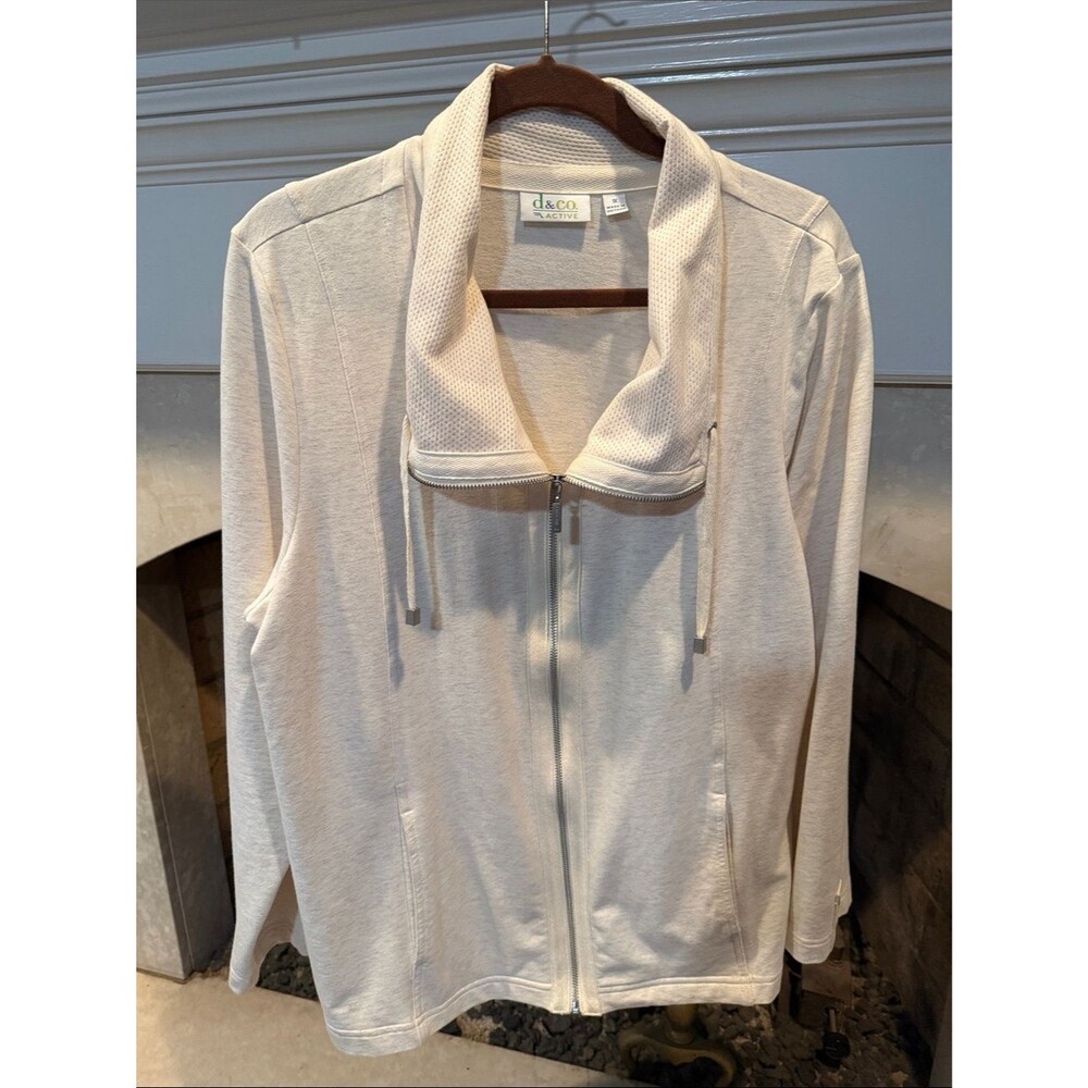 d&Co Active Women's Cream Zip-Front Utility Jacket size 1X